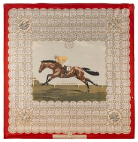 WELCH, MARGETSON & CO., LTD. SILK EPSOM DERBY SCARF London 36" x 34". Backed on board.