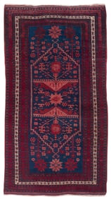AFGHAN RUG: 3'8" X 6'10" Second Half of the 20th Century