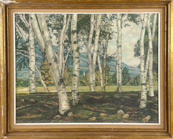 LUIGI LUCIONI (New Jersey/New York/Vermont/Italy, 1900-1988), White birches in Vermont., Lithograph