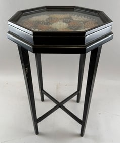 SAILOR'S VALENTINE MOUNTED AS A SIDE TABLE 20th Century Height 23.5". Width 14".