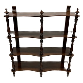 WALNUT FOUR-TIER WALL SHELF Late 19th Century Height 46". Width 41". Depth 12".