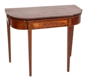 HEPPLEWHITE CARD TABLE New England, Circa 1800 Height 29.5". Width 35". Depth 17".
