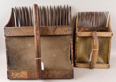 THREE BLUEBERRY AND CRANBERRY SCOOPS 19th Century Heights 15" and 18".