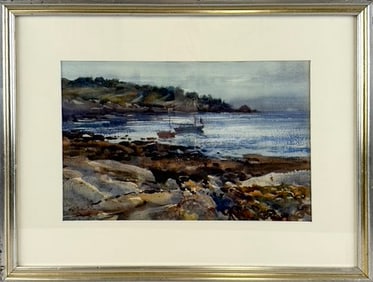 PAUL STRISIK (Massachusetts, 1918-1998), "Loblolly Cove"., Watercolor on paper, 11" x 17". Framed