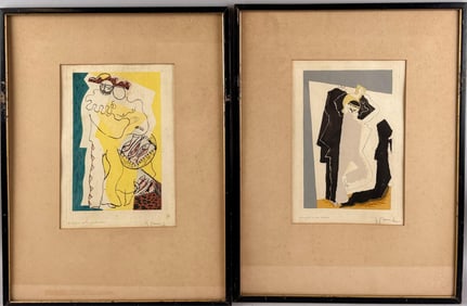 JEAN LURCAT (New York/France, 1892-1966), Two Harlequin portraits., Etchings, 11" x 8" sight. Framed