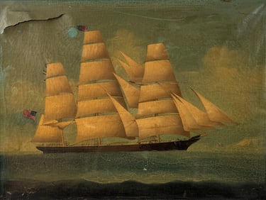 CHINESE SCHOOL (19th Century,), Ship portrait., Oil on canvas, 18" x 23.5". Framed 20" x 25.5".