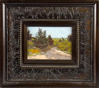 MARYALICE EIZENBERG (Massachusetts, 20th/21st Century), "Just a Peek"., Oil on canvas, 6" x 8".