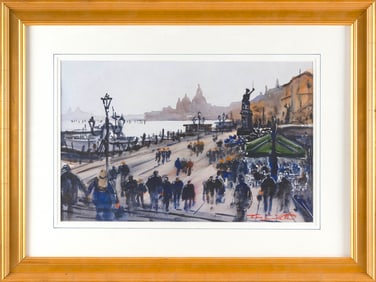 TOM SUTHERLAND (Massachusetts, 1944-2013), Venice., Watercolor on paper, 13.5" x 22" sight. Framed