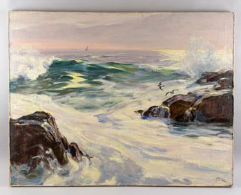 HOWARD RUSSELL BUTLER (New Jersey/California/New York, 1856-1934), "Maine Coast"., Oil on canvas,