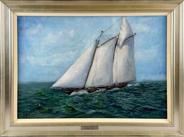 ENGLISH SCHOOL (Late 20th Century,), "Full Wind"., Oil on canvas, 18" x 26". Framed 23" x 31".