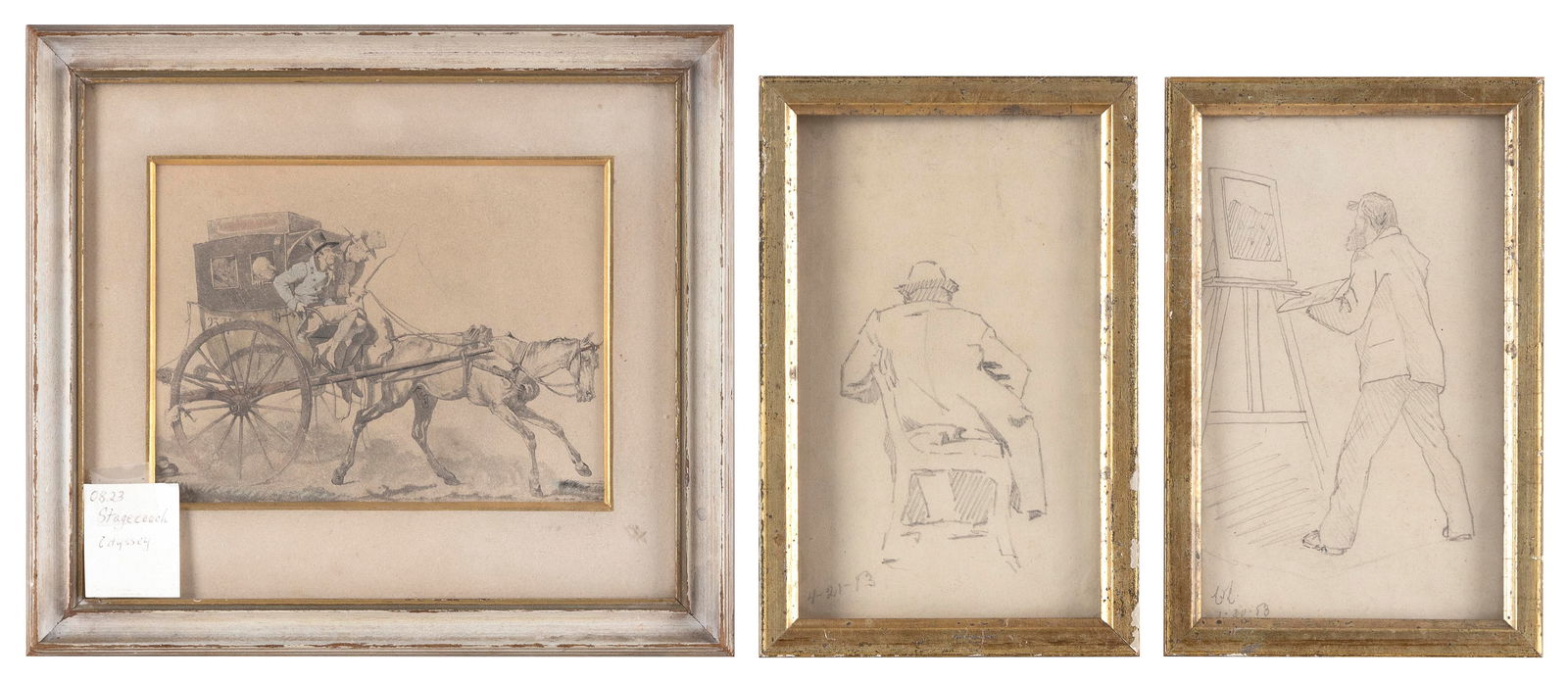 AMERICAN SCHOOL (Late 19th/Early 20th Century,), Three sketches (1 of 2)