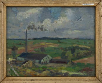 ATTRIBUTED TO EDWIN MURRAY MACKAY (Connecticut/Michigan, 1869-1926), Michigan landscape with brick