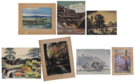 THOMAS JOHN MITCHELL (New York, 1875-1940), Seven assorted landscapes, most with figures., Five