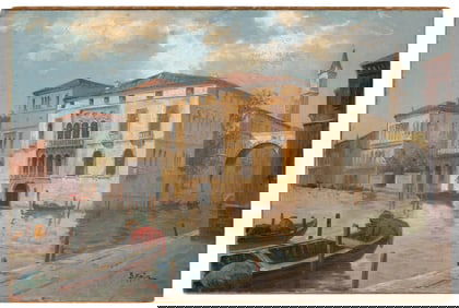 BORIS B. MAJOR (Russian Federation/America, 1876-1951), Venetian canal scene., Oil on canvas laid