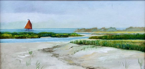 YASEMIN KYRENA TOMAKAN (Connecticut/Massachusetts/Turkey, 1958-), "Marsh Sailings", 2024., Oil on