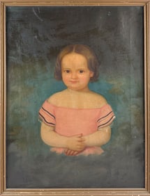 AMERICAN SCHOOL (Mid-19th Century,), Portrait of a young girl., Oil on canvas, 26" x 20". Framed