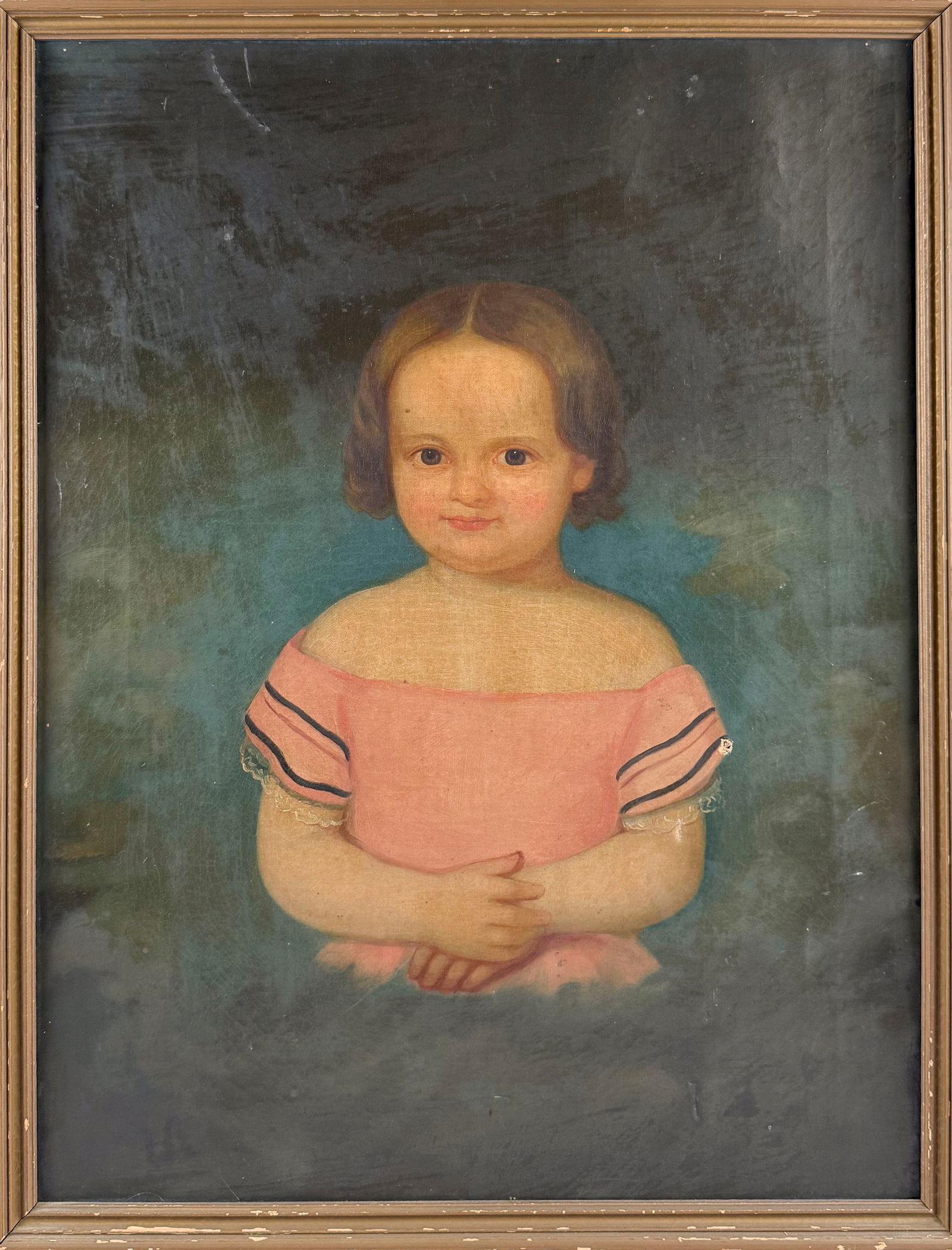 AMERICAN SCHOOL (Mid-19th Century,), Portrait of a young girl., Oil on canvas, 26" x 20". Framed (1 of 2)