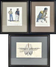 WILLIAM GILKERSON (Wisconsin/Canada, 1936-2015), Three sketches and the three-volume set "American