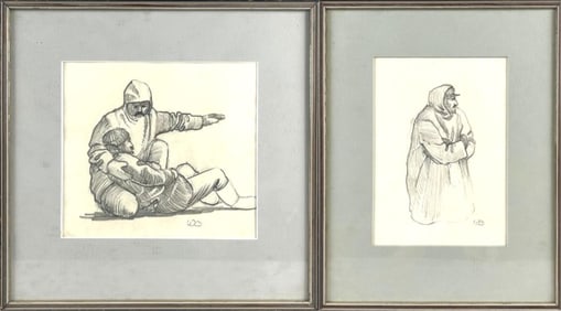 WILLIAM GILKERSON (Wisconsin/Canada, 1936-2015), "Whaleman in the Arctic" and "Whaleman Helping his