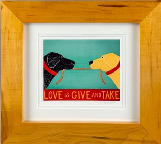 STEPHEN HUNECK (Vermont/New Hampshire/Ohio, 1948-2010), "Love is Give and Take"., Silkscreen, 6" x