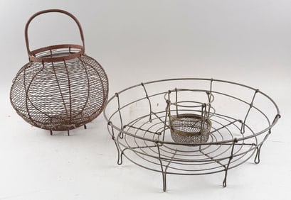 TWO WIREWORK ITEMS 19th Century Heights 5" and 15".