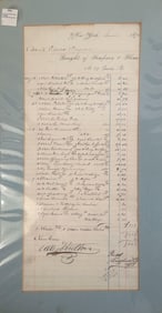 SUPPLIES SALES SLIP FOR THE BARQUE "OSECO" Dated 1875 Matted 20" x 10.5".