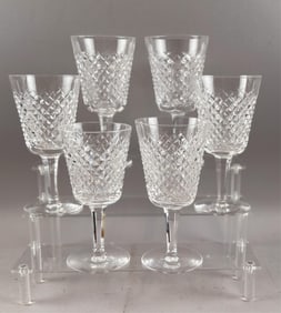SET OF SIX WATERFORD "ALANA" CRYSTAL WATER GOBLETS Mid- to Late 20th Century Heights 7" (one ground