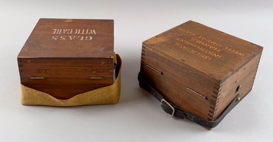 TWO WORLD WAR II-ERA CASED AERONAUTICAL WET COMPASSES 1940s