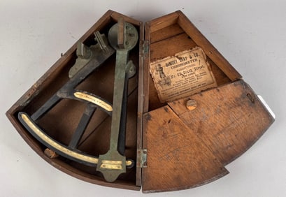 SPENCER, BROWNING & CO. CASED SEXTANT London, Mid- to Late 19th Century Case height 3.5". Length