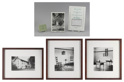 FOUR PHOTOGRAPHS OF SHAKER DWELLINGS BY WILLIAM F. WINTER, JR. AND TWO SHAKER RELATED ITEMS Early