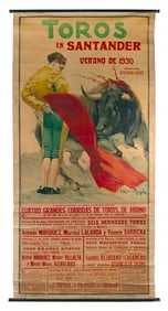 BULLFIGHTING BROADSIDE Circa 1930 95" x 48". Unframed.