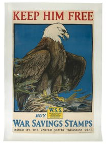 WWI POSTER "KEEP HIM FREE" BY CHARLES LIVINGSTON BULL (NEW JERSEY, 1874-1932) Circa 1918 25" x 19".