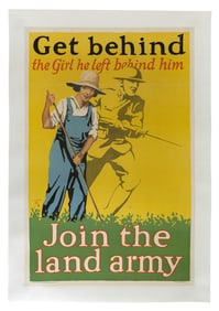 WWI POSTER "GET BEHIND THE GIRL HE LEFT BEHIND HIM" BY LAMBERT GUENTHER (20TH CENTURY) Circa 1918