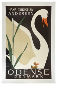 TRAVEL POSTER "HANS CHRISTIAN ANDERSEN ODENSE DENMARK" 20th Century 42" x 28.5". Unframed.