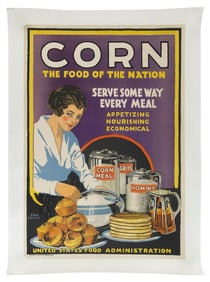 WWI POSTER "CORN THE FOOD OF THE NATION" BY LLOYD HARRISON Circa 1918 30" x 21". Unframed.