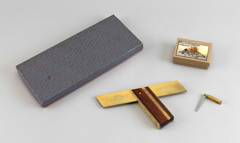 TWO SQUARE TOOLS WITH ORIGINAL BOXES Late 20th Century Box lengths 3.25" and 10.5".