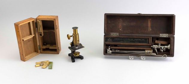 TWO CASED SCOPES 20th Century Case lengths 7.5" and 13".