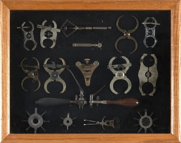 COLLECTION OF WATCHMAKER'S TOOLS 19th Century Frame 12" x 15".