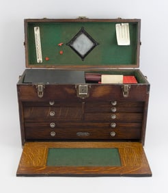 H. GERSTNER & SONS OAK MACHINIST'S CHEST Early 20th Century Height 13". Width 20". Depth 9".