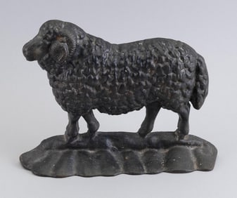 CAST IRON RAM DOORSTOP 20th Century Length 9.5".