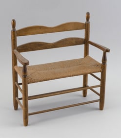 MINIATURE LADDERBACK SETTEE 20th Century Height 11.5". Length 10.5".