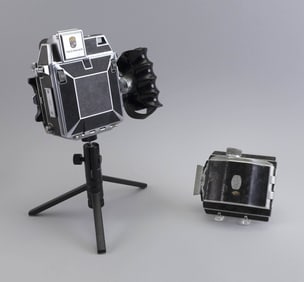 LINHOF TECHNIKA 2X3 (6X9) CAMERA WITH LENS AND ACCESSORIES Length 8.5".