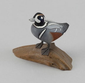 HAROLD GIBBS MINIATURE HARLEQUIN DRAKE Barrington, Rhode Island, 1886-1970 Height 2.75".