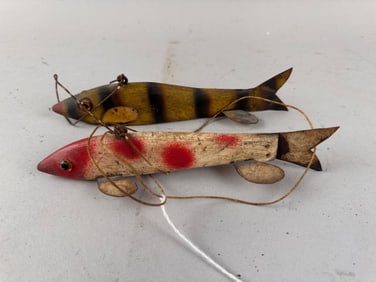 TWO FISH DECOYS Early 20th Century Lengths 7.5".