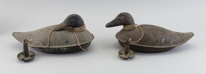 TWO FACTORY TIN DECOYS Early 20th Century Lengths 14".
