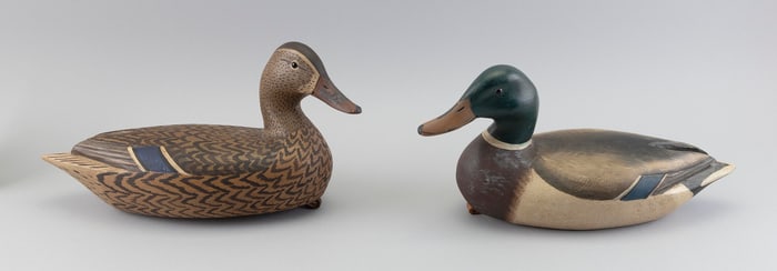 PAIR OF MIKE BORRETT MALLARD DECOYS Madison, Wisconsin, Contemporary Lengths 17".