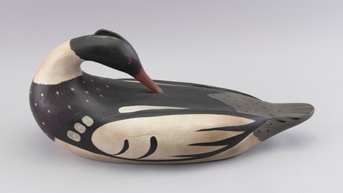 JOHN NELSON WILSON-STYLE MERGANSER DECOY Jonesport, Maine, 20th Century Length 18".