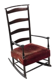 SHAKER PLUSH ROCKER 19th Century Back height 46". Seat height 15".