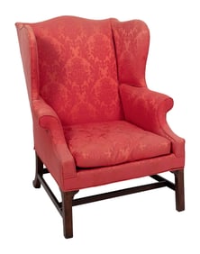 CHIPPENDALE WING CHAIR 19th Century Back height 42". Seat height 19".