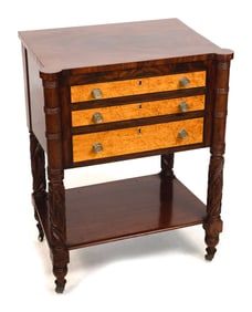 SHERATON THREE-DRAWER WASHSTAND 19th Century Height 31". Width 24". Depth 17".